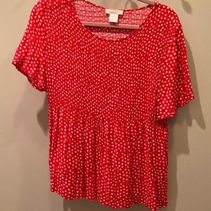 Red Polka Dot Smocked Blouse